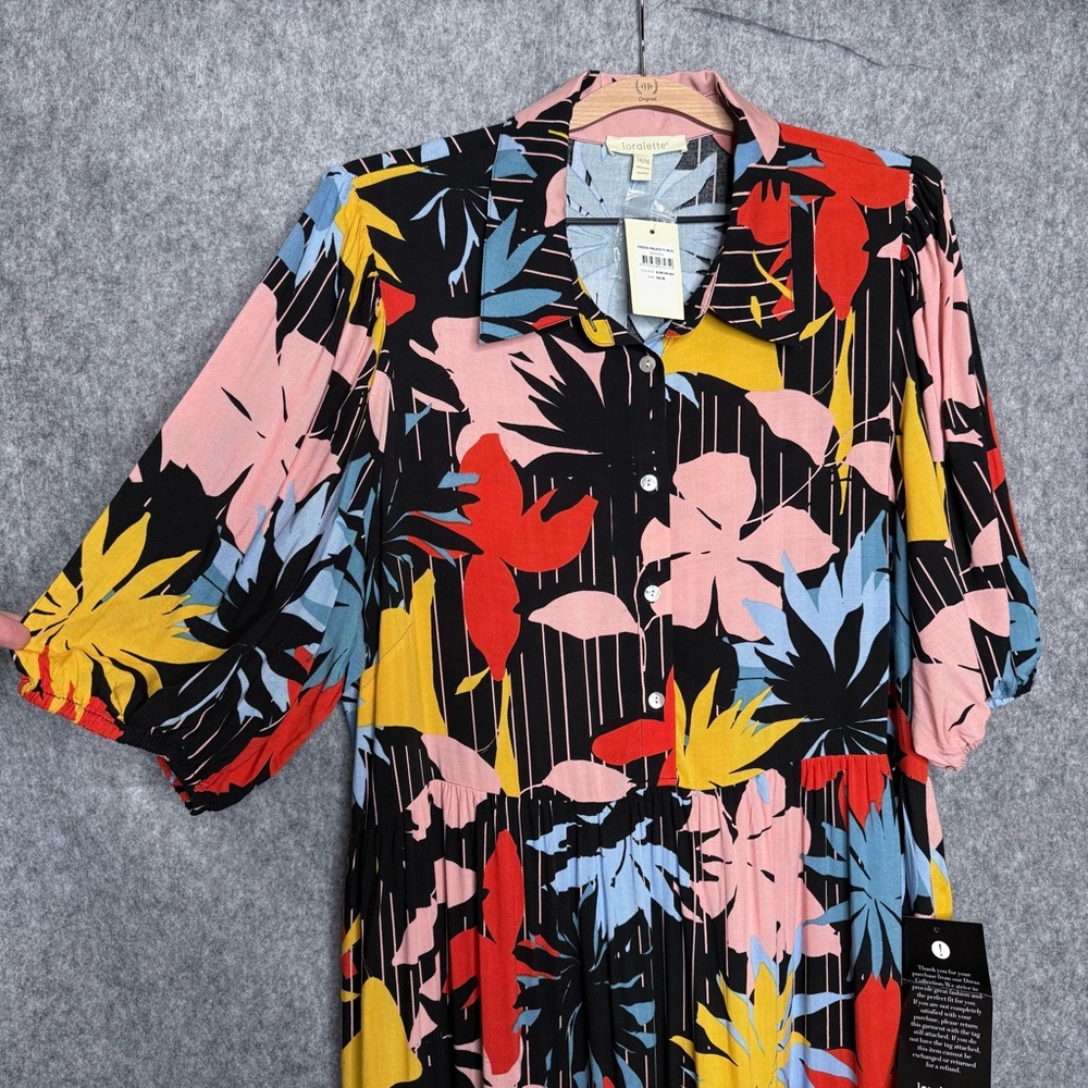 NWT Loralette Majesty Midi‎ Bloom Them Away Dress- Sz 14/16 - Picture 3 of 8